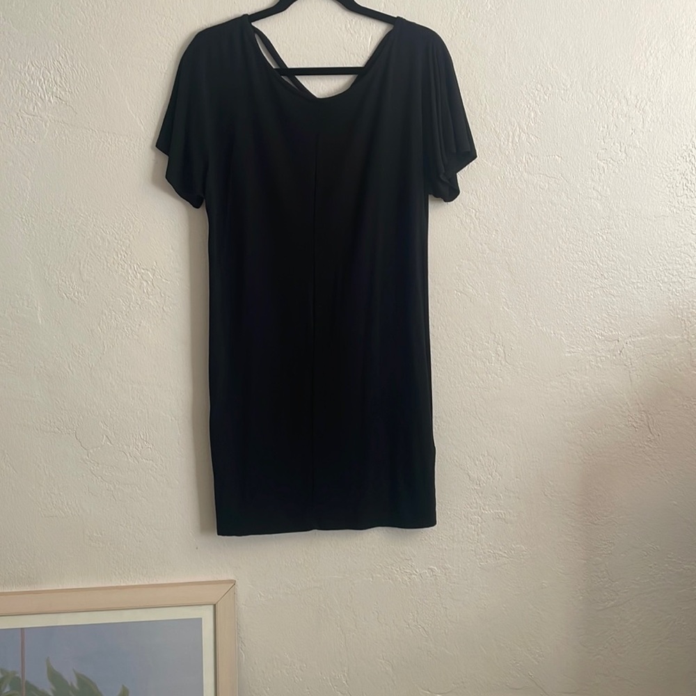 Rachel Zoe Black Cotton Mini Dress- butterfly sleeves- size S